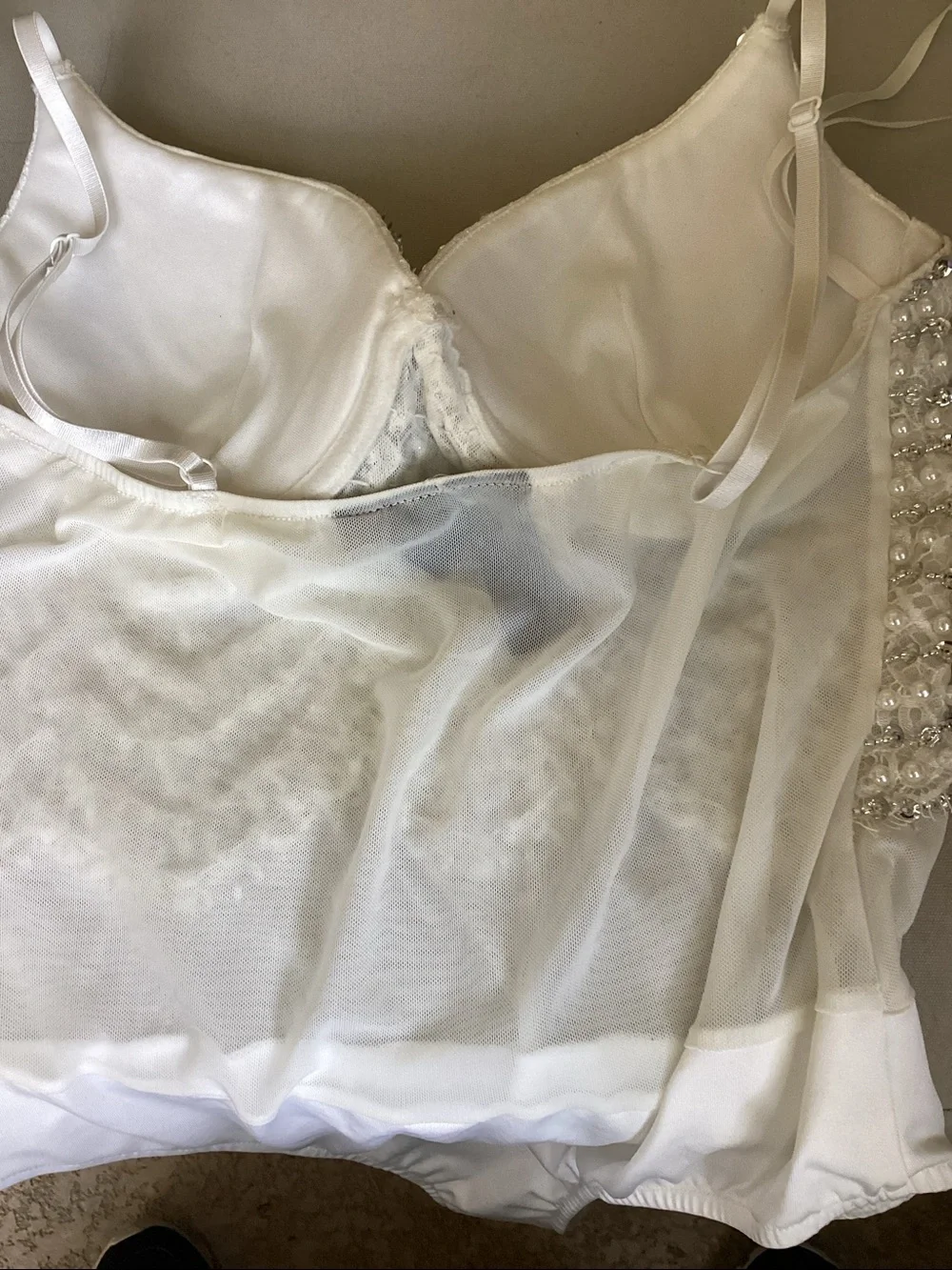Twisted Angel Windsor Body Suit Faux Pearls Beads Size Medium - Picture 6 of 9